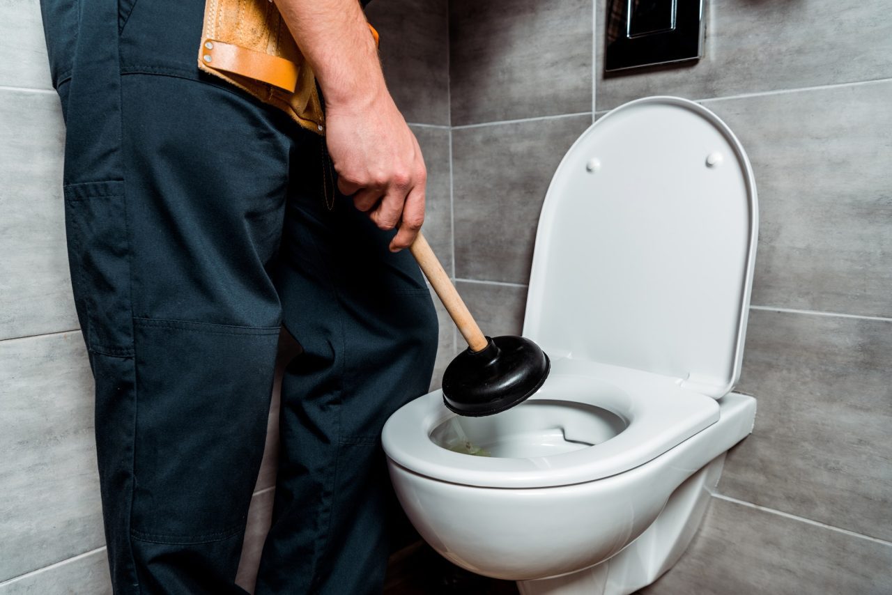 cropped view of plumber holding plunger near toilet.jpg